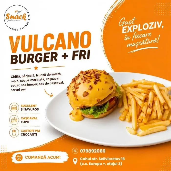 Meniu Snack Pizza Cahul - Vulcano Burger